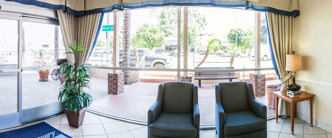 The lobby and front entrance of Montebello Care Center